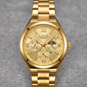 LIGE Luxury Watch -(Gold)