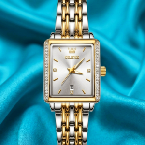 OLEVS Women's Square Watch (Silver Gold)