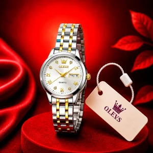 OLEVS Women's Diamond Watch (Silver Gold)