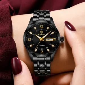 BINBOND Women's Diamond Watch (BLACK)